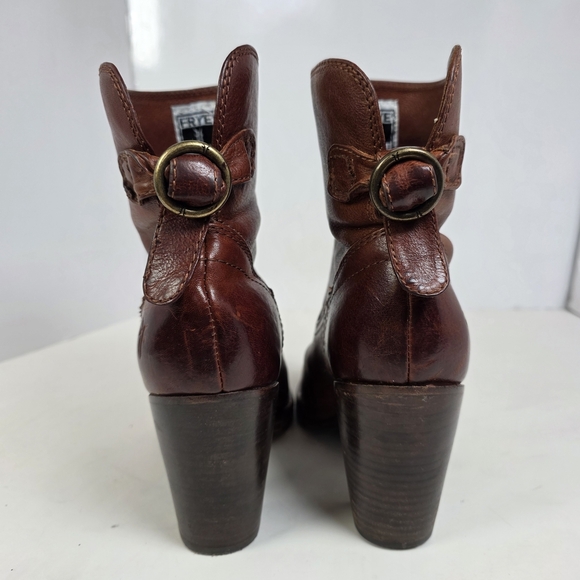 FRYE Lucinda Brown Leather Ankle Booties - Picture 4 of 12